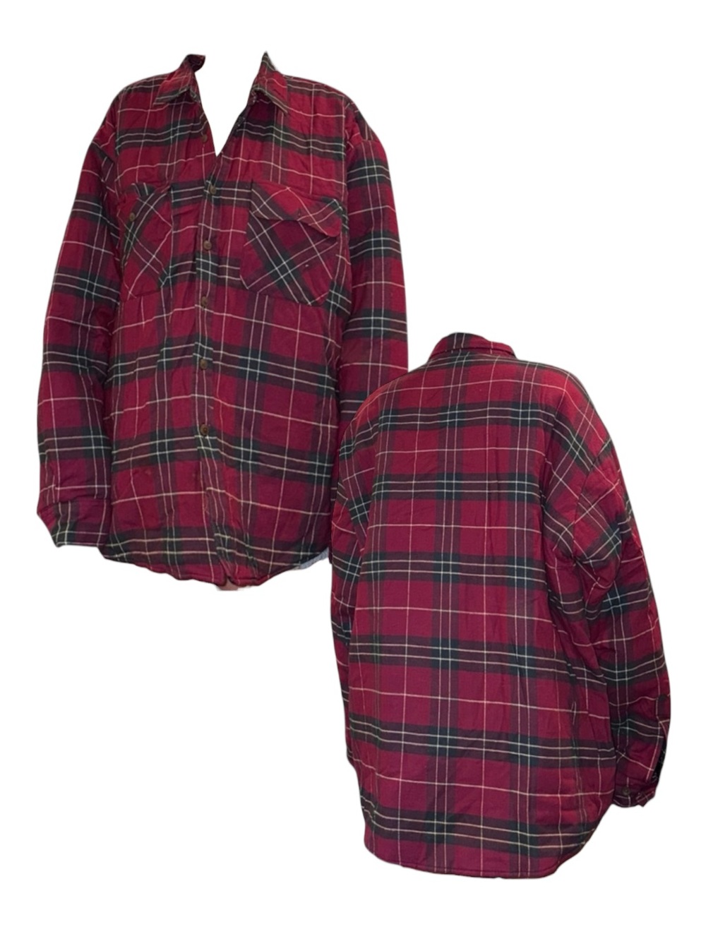 St. John's Bay Red and Black Plaid Flannel Shirt Jacket - NWOT
